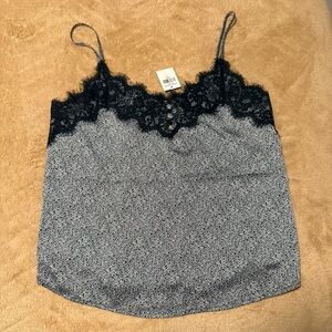 NWT Size S Abercrombie & Fitch Black and White Lace Fitted Camisole